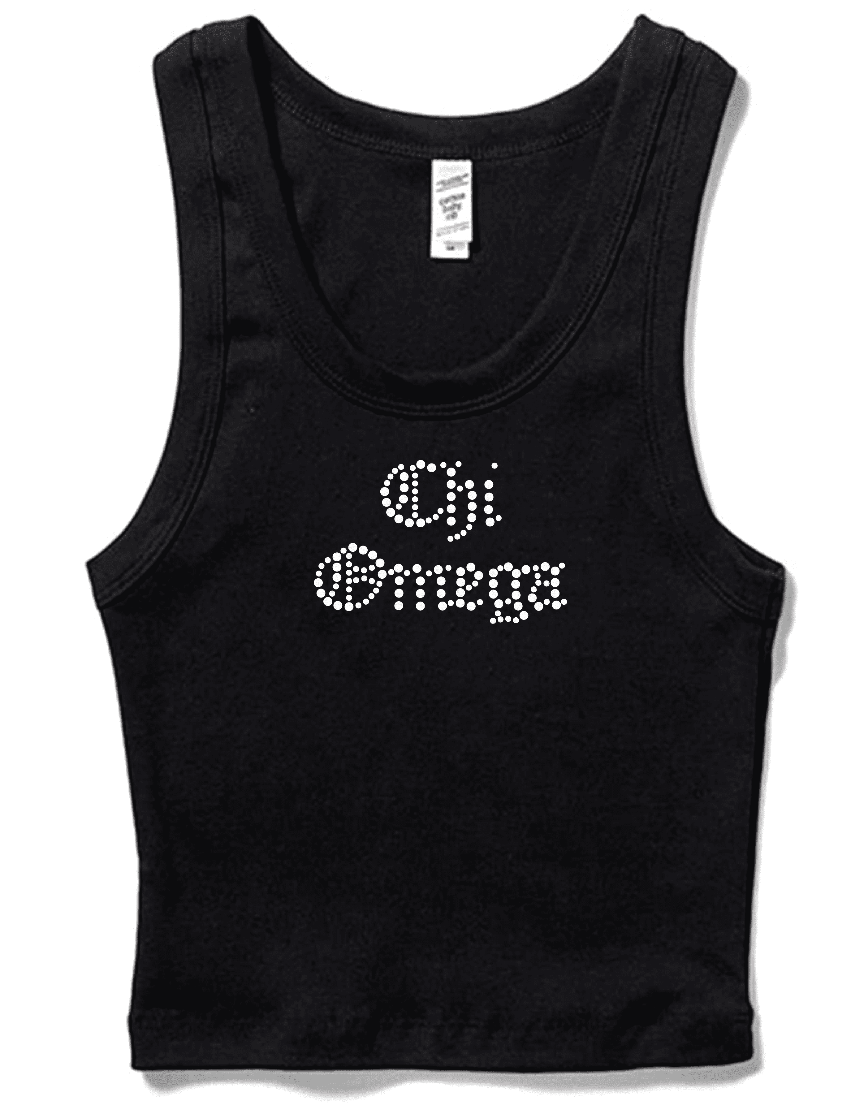 Chi Omega Rhinestone Old English Tank Top