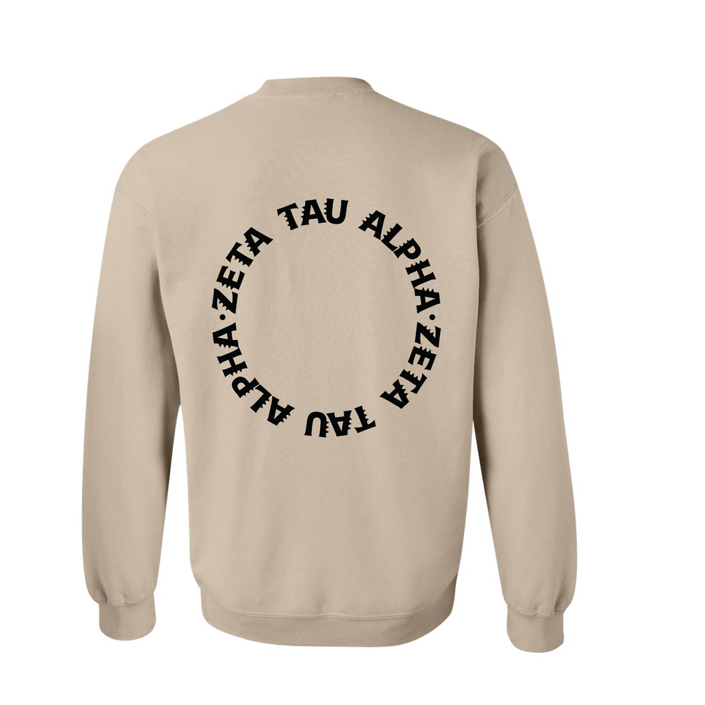 Zeta Tau Alpha Beige Crewneck Sweatshirt - CSUF Pop Up