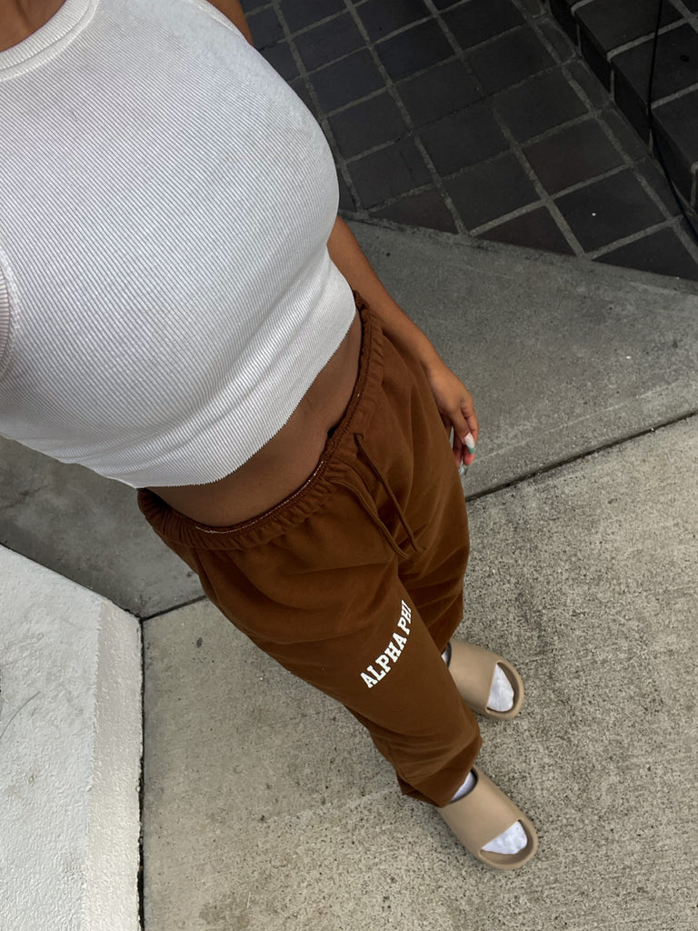 Alpha Phi Brown Varsity Sweatpants