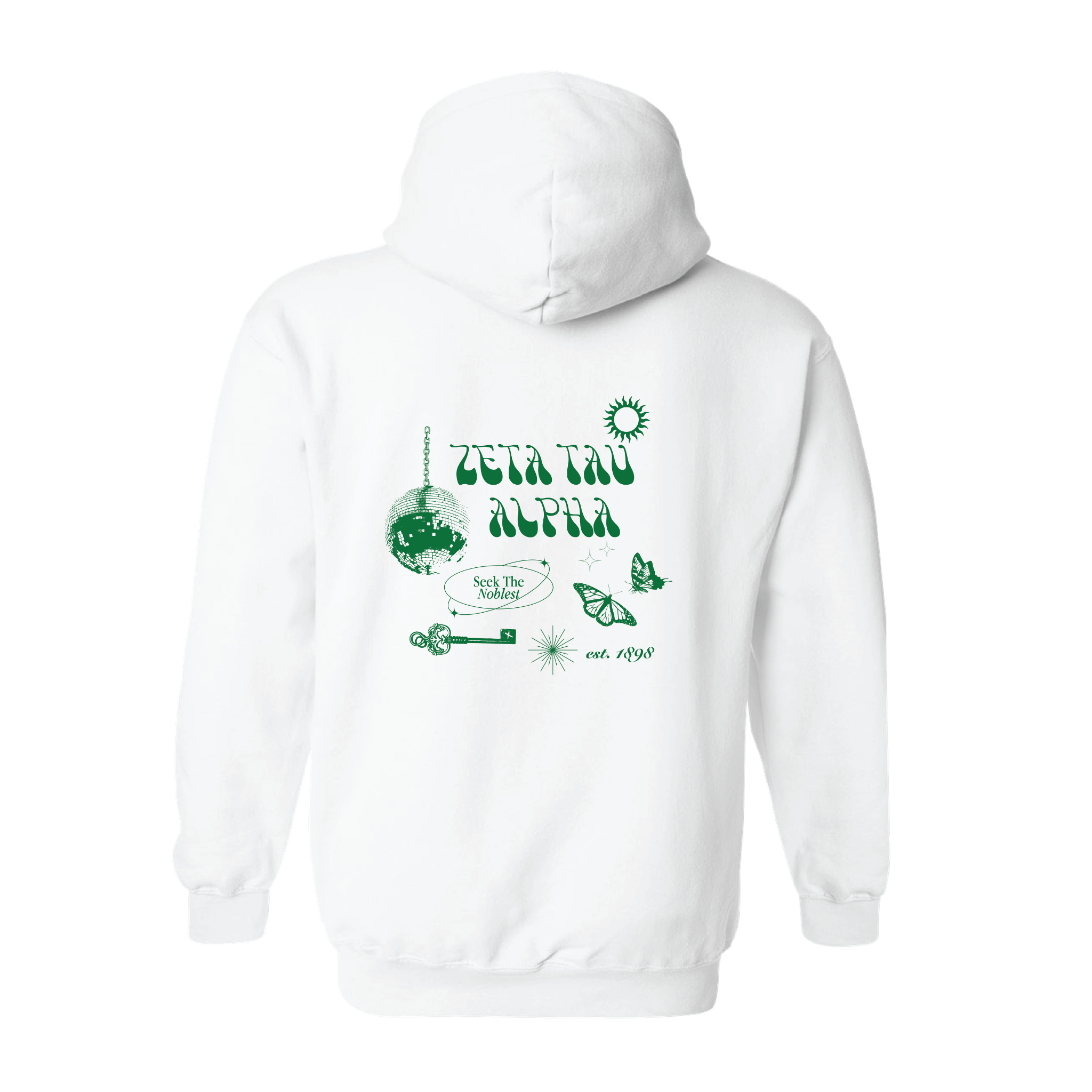 Zeta Tau Alpha Green Collage Hooded Sweatshirt - CSUF Pop Up