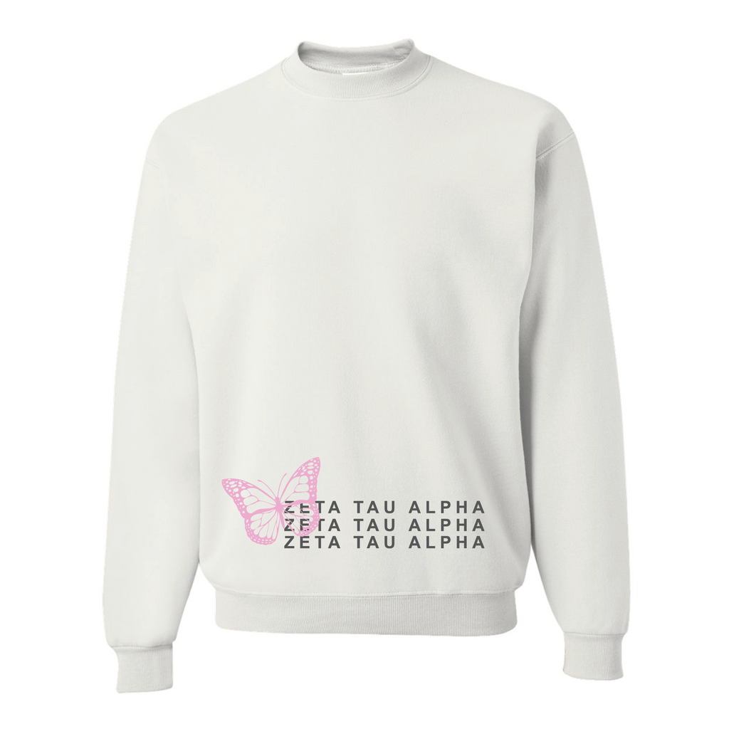 Zeta Tau Alpha Butterfly Crewneck Sweatshirt - CSUF Pop Up