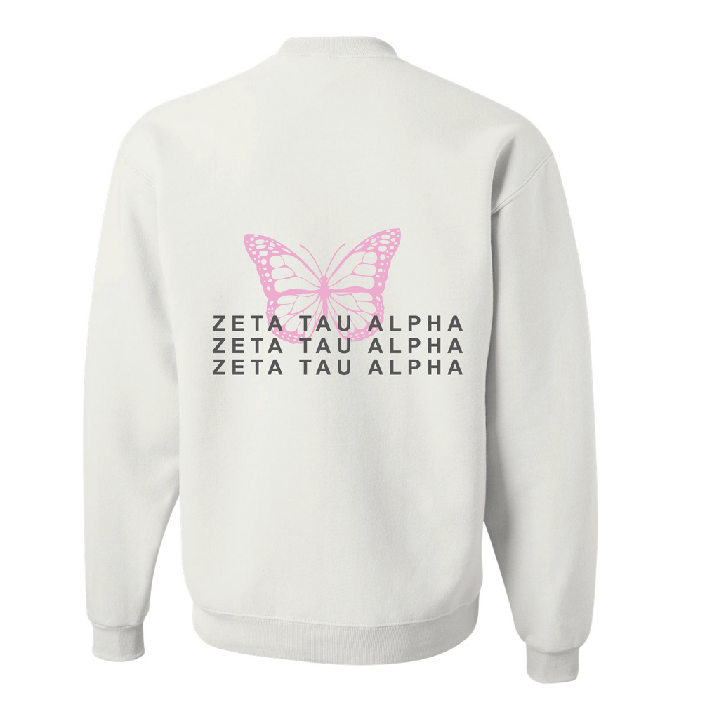 Zeta Tau Alpha Butterfly Crewneck Sweatshirt - CSUF Pop Up