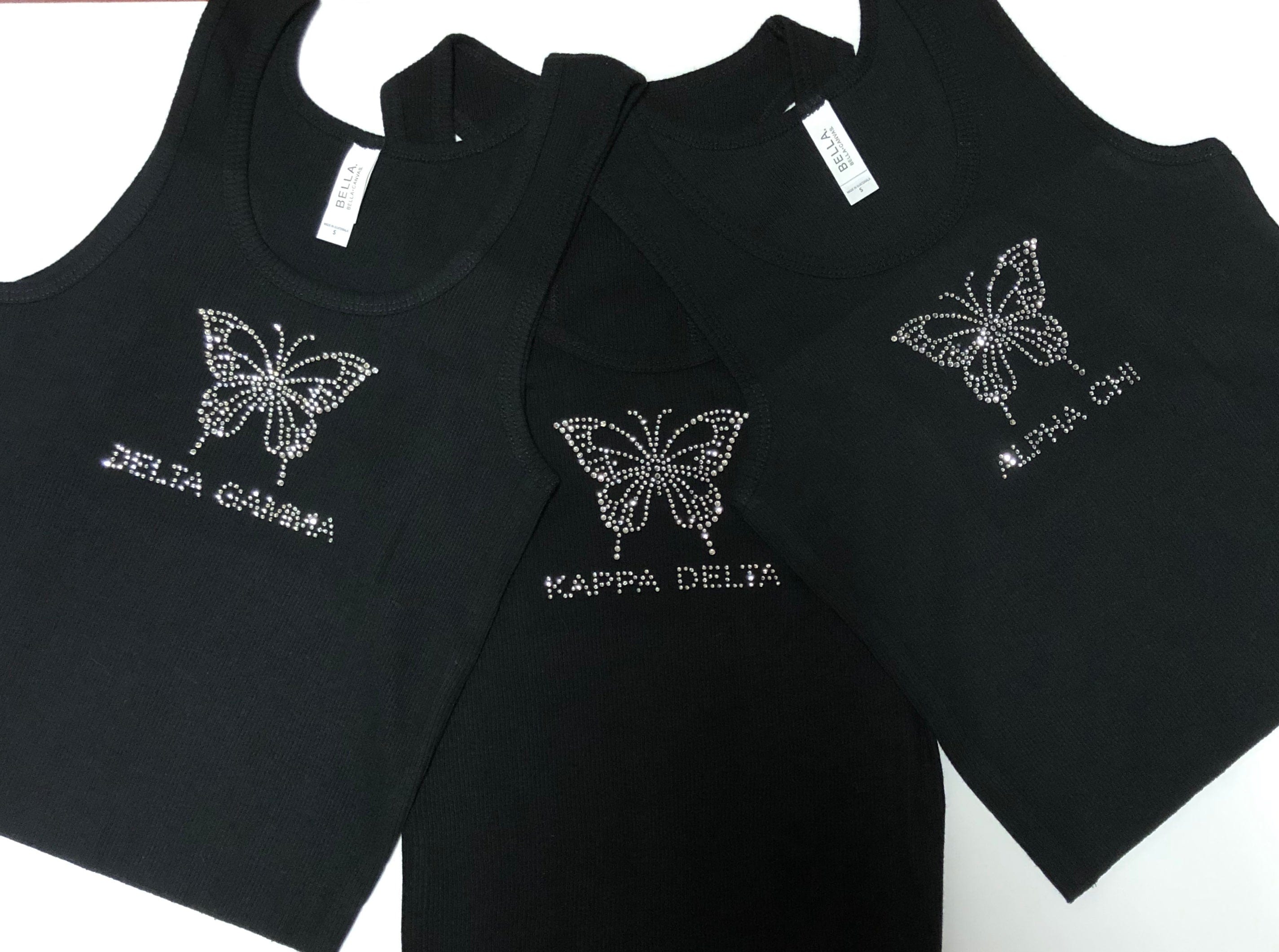 Butterfly Effect Rhinestone Black Tank - Available for Multiple Organizations